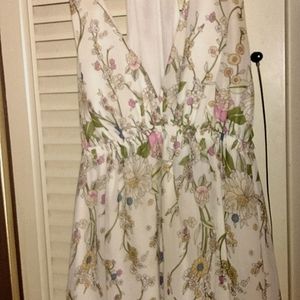 Floral Floor length shoulder less printed sun dress.